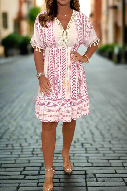 Casual Printed V-Neck Flowy Midi Dress | Luna 2