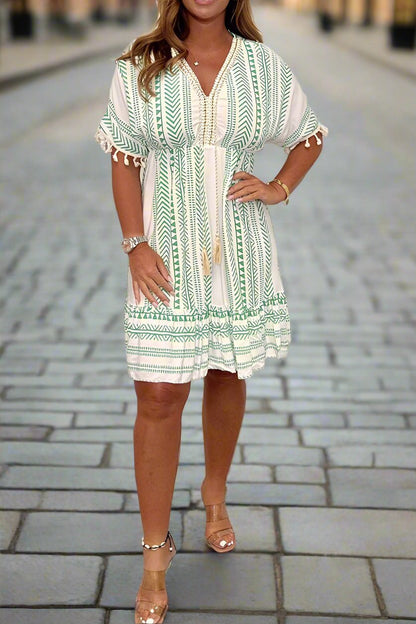 Casual Printed V-Neck Flowy Midi Dress | Luna 3