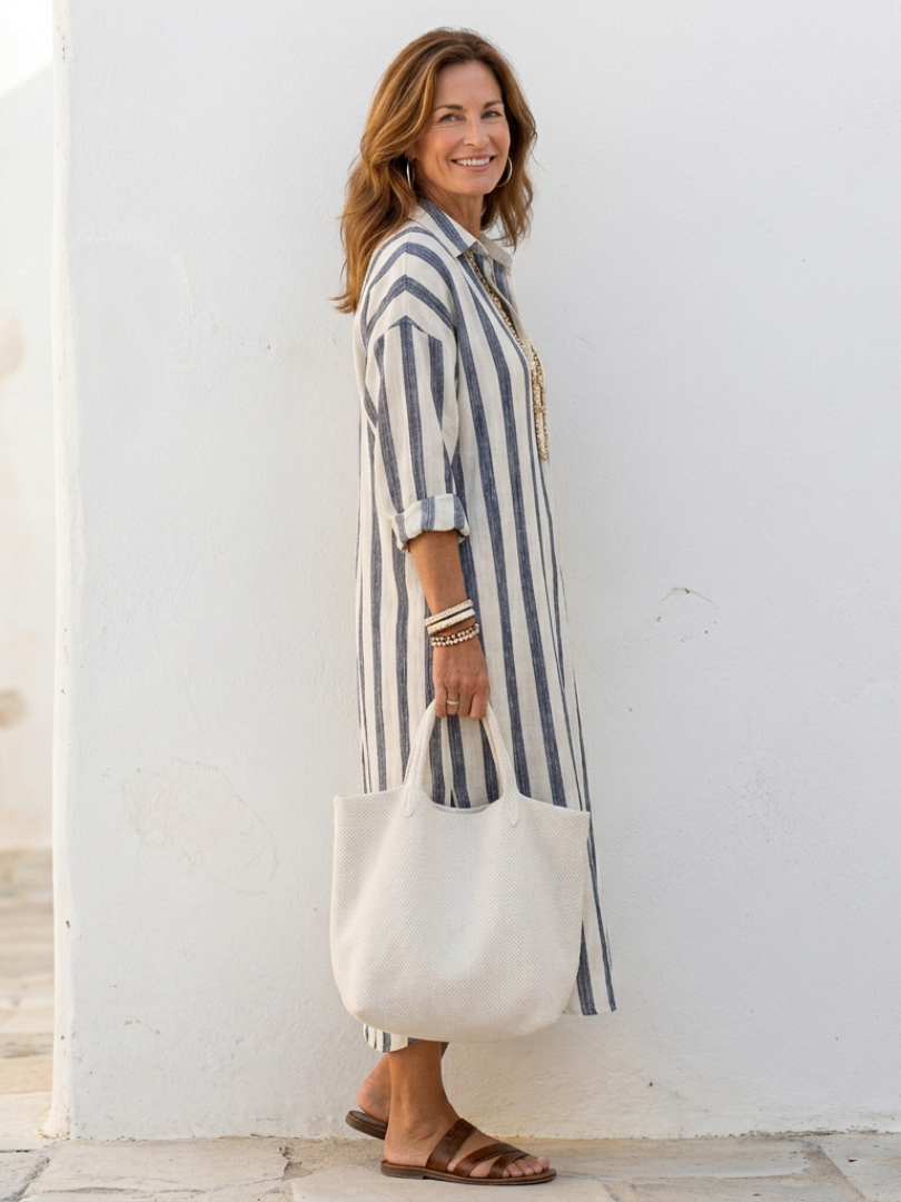 Casual Striped Button-Down Midi Dress | Lyra 2