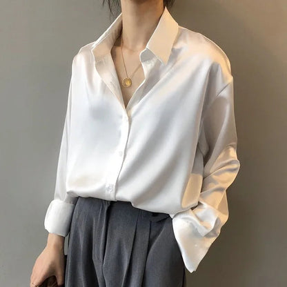 Celeste | Women's Chic Relaxed Fit Satin Blend Drape Blouse 1