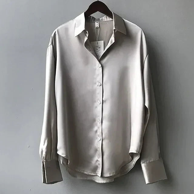 Celeste | Women's Chic Relaxed Fit Satin Blend Drape Blouse 2