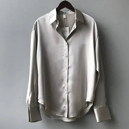Celeste | Women's Chic Relaxed Fit Satin Blend Drape Blouse 2