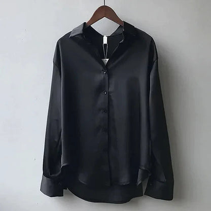 Celeste | Women's Chic Relaxed Fit Satin Blend Drape Blouse 3