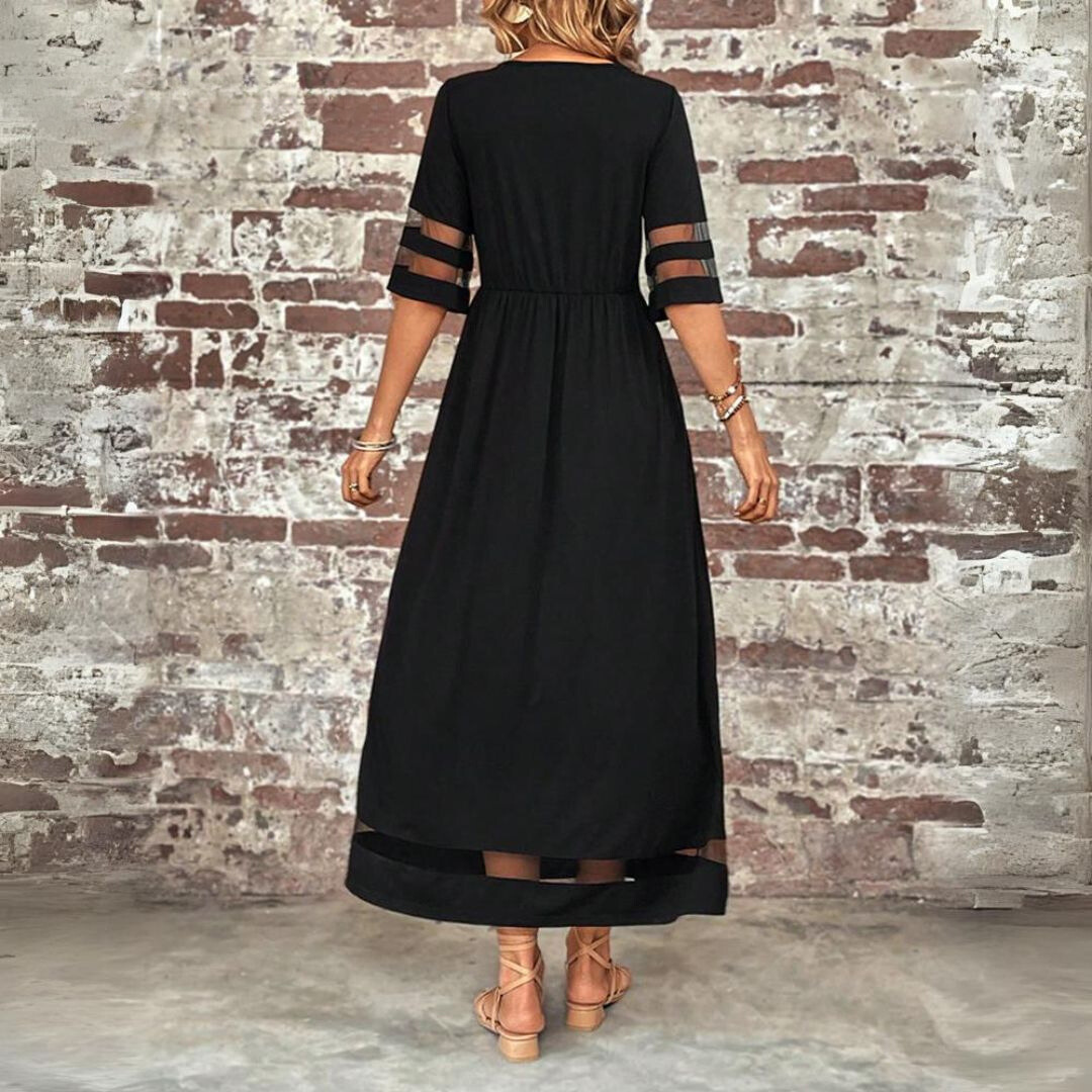 Cocktail Chiffon Cowl Neck Flowing Midi Dress | Mira 6