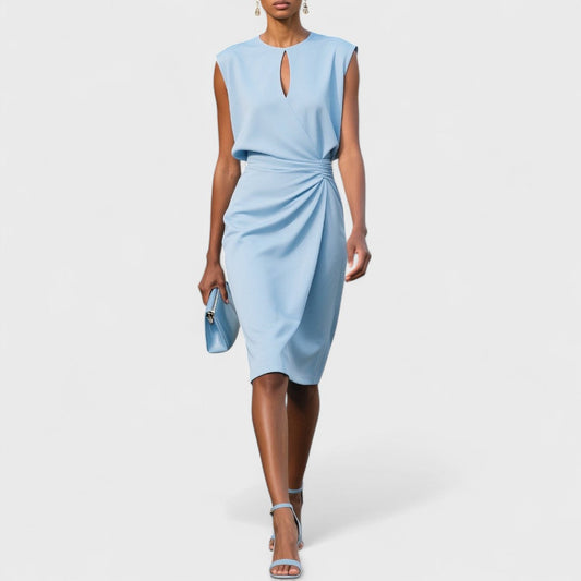 Cocktail V-Neck Midi Dress with Refined Detailing | Mira 1