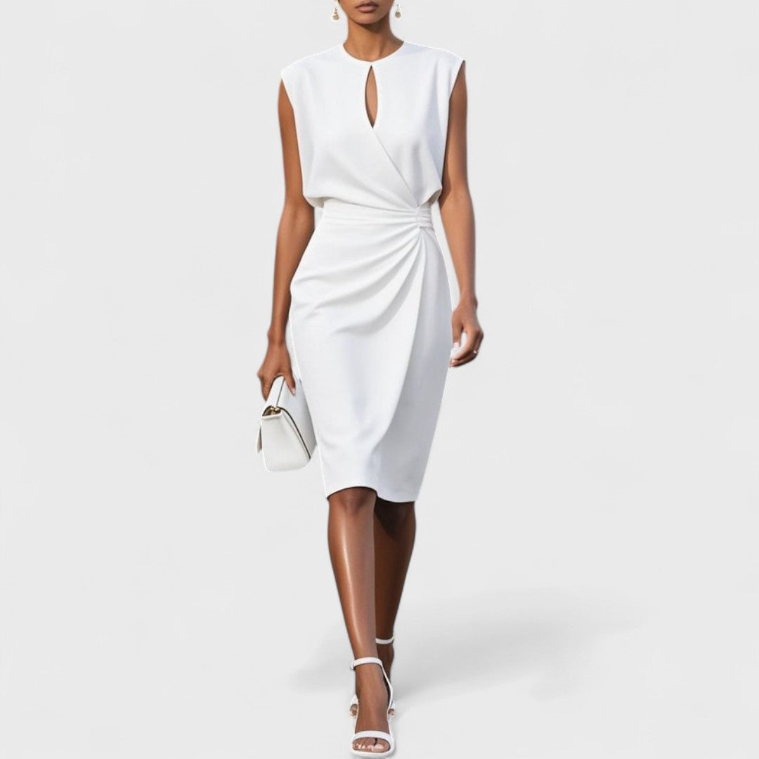 Cocktail V-Neck Midi Dress with Refined Detailing | Mira 2