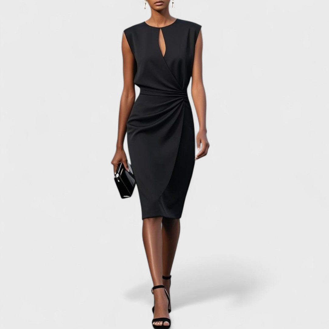 Cocktail V-Neck Midi Dress with Refined Detailing | Mira 3