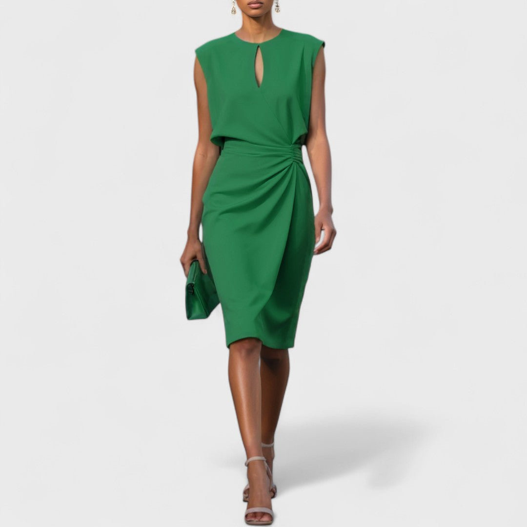 Cocktail V-Neck Midi Dress with Refined Detailing | Mira 4