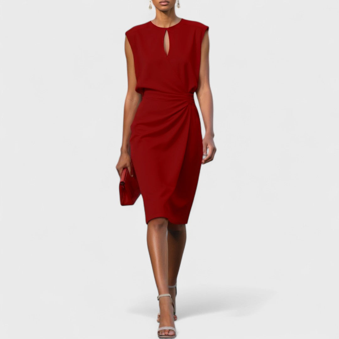 Cocktail V-Neck Midi Dress with Refined Detailing | Mira 5
