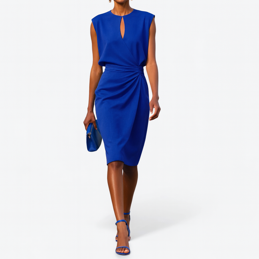 Cocktail V-Neck Midi Dress with Refined Detailing | Mira 6