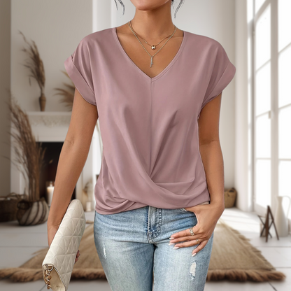 Elle | Women's Casual Sweetheart Neck Lightweight Relaxed Fit T-Shirt 1