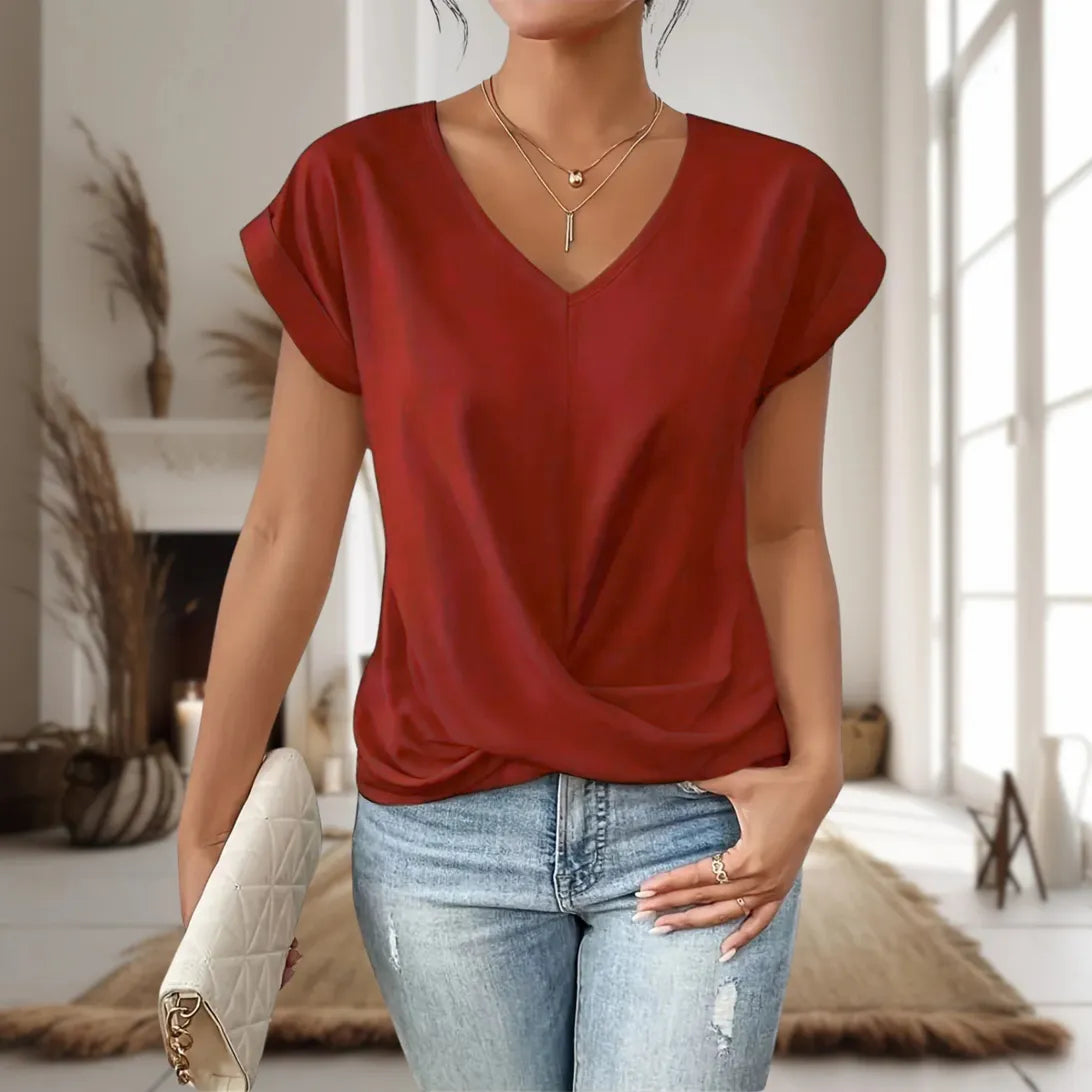 Elle | Women's Casual Sweetheart Neck Lightweight Relaxed Fit T-Shirt 3