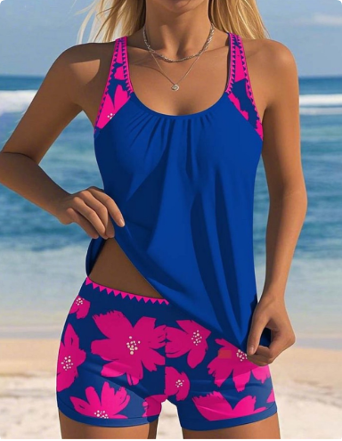 Ellen | Women's Elegant Tank Top Relaxed Fit Mid-Rise Boxer Quick-Dry Swimwear 0
