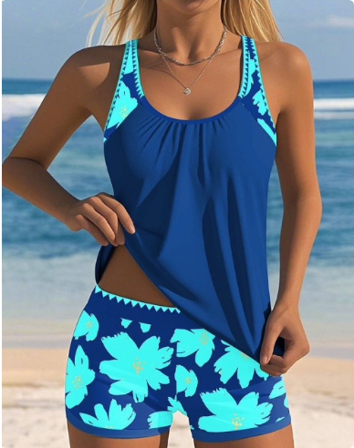 Ellen | Women's Elegant Tank Top Relaxed Fit Mid-Rise Boxer Quick-Dry Swimwear 3