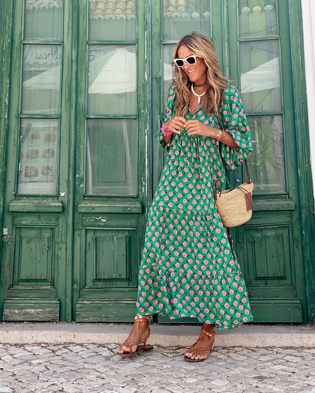 Festival Floral V-Neck Half Sleeve Maxi Dress | Mira 0