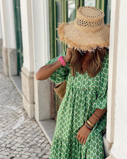 Festival Floral V-Neck Half Sleeve Maxi Dress | Mira 5