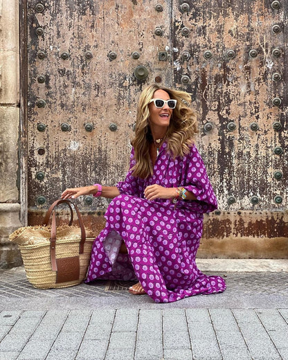 Festival Floral V-Neck Half Sleeve Maxi Dress | Mira 7