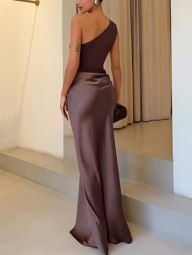 Formal Pleated One Shoulder Maxi Dress for Special Occasions | Mira 7