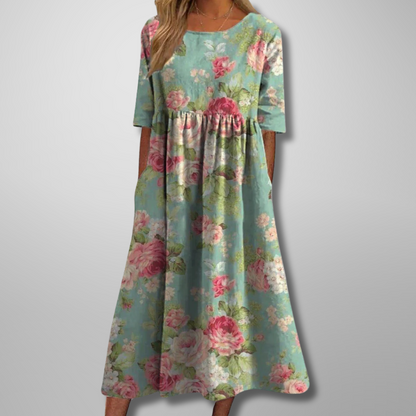 Garden Party Floral Midi Dress with Pockets | Mira 1