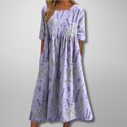 Garden Party Floral Midi Dress with Pockets | Mira 2