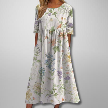 Garden Party Floral Midi Dress with Pockets | Mira 3