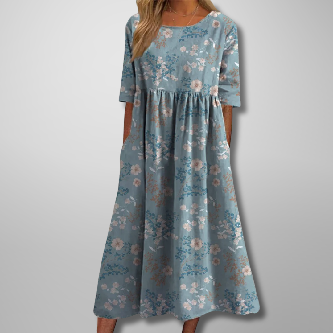 Garden Party Floral Midi Dress with Pockets | Mira 4