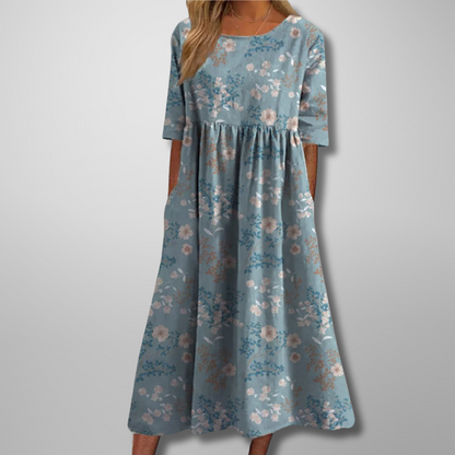 Garden Party Floral Midi Dress with Pockets | Mira 4
