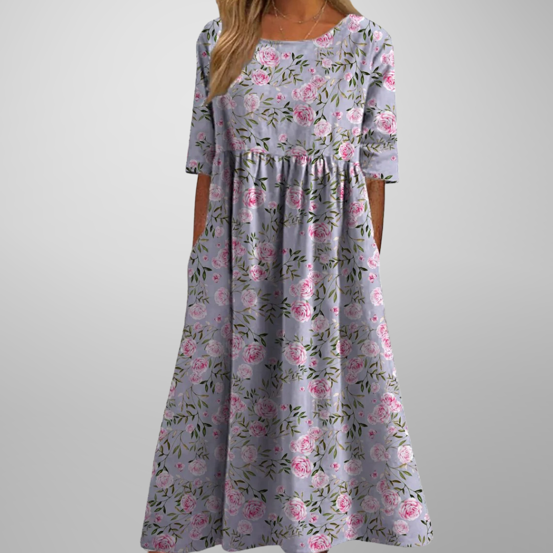 Garden Party Floral Midi Dress with Pockets | Mira 5