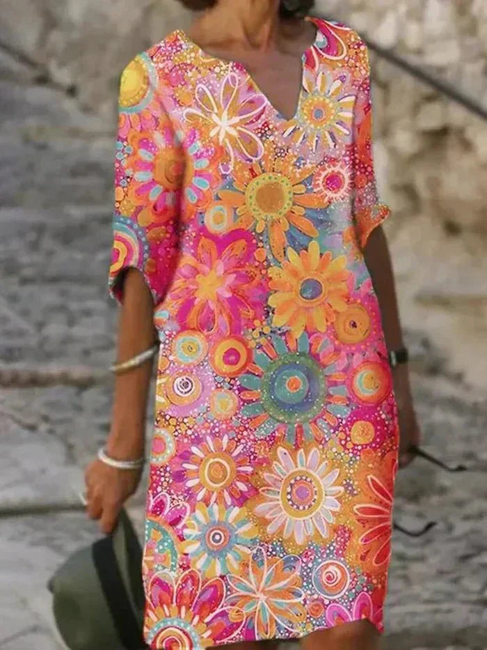 Garden Wedding Floral Flowy Midi Dress | Nira 1