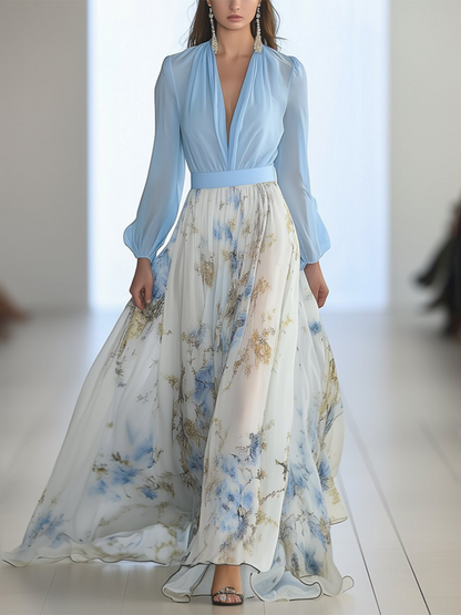 Garden Wedding Floral V-Neck Maxi Dress | Kira 1