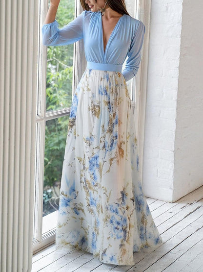 Garden Wedding Floral V-Neck Maxi Dress | Kira 3
