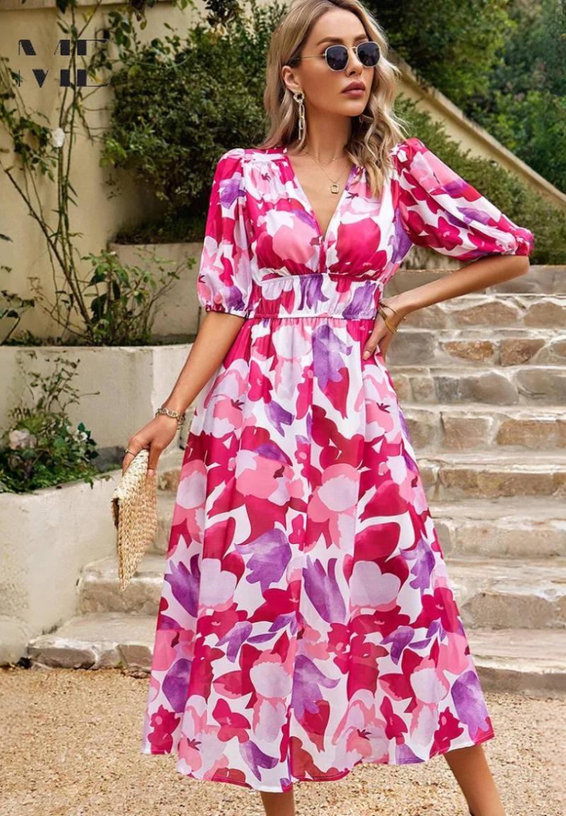 Garden Wedding Floral V-Neck Maxi Dress | Lila 10