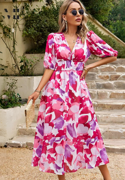 Garden Wedding Floral V-Neck Maxi Dress | Lila 10