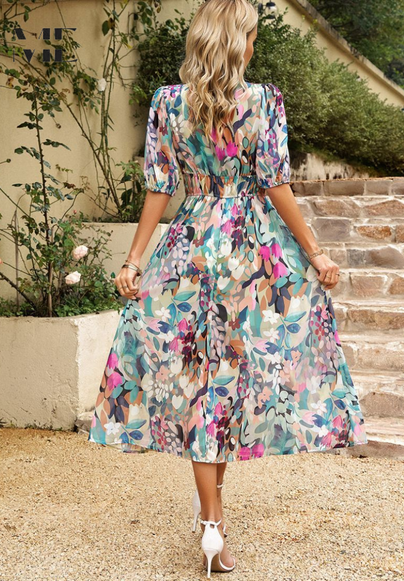 Garden Wedding Floral V-Neck Maxi Dress | Lila 2