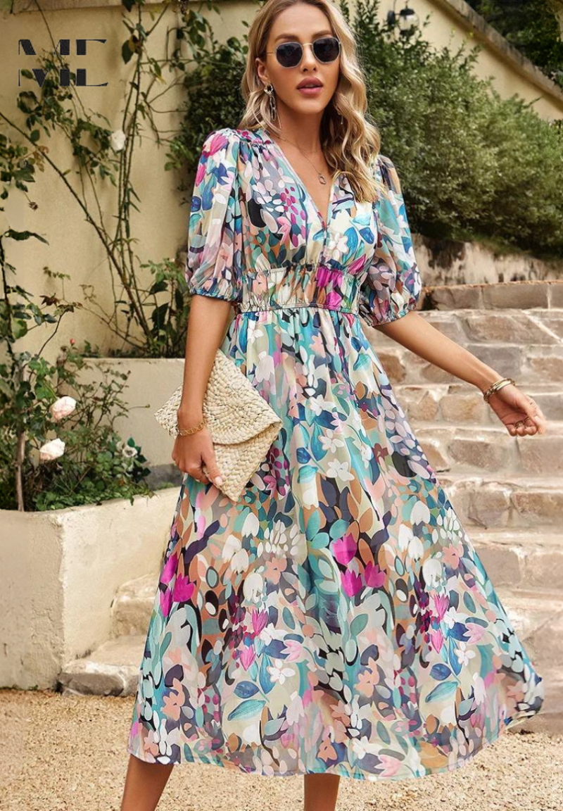 Garden Wedding Floral V-Neck Maxi Dress | Lila 4