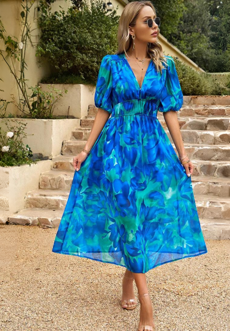 Garden Wedding Floral V-Neck Maxi Dress | Lila 5