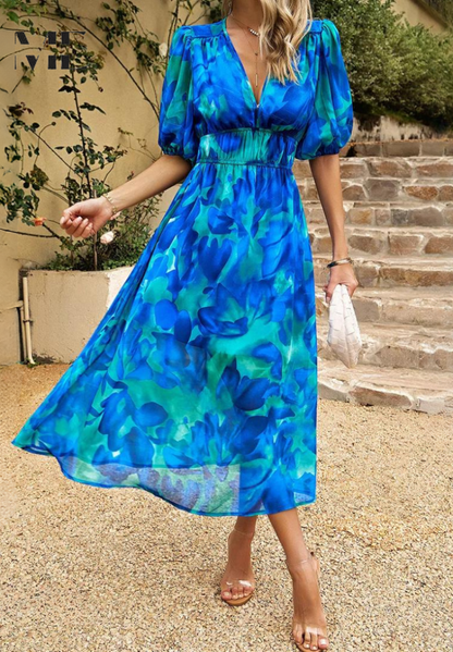 Garden Wedding Floral V-Neck Maxi Dress | Lila 8