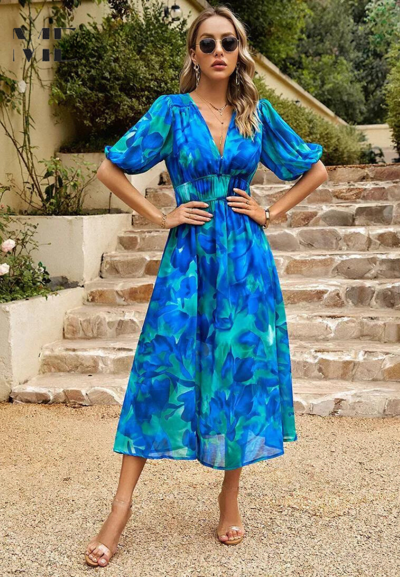 Garden Wedding Floral V-Neck Maxi Dress | Lila 9