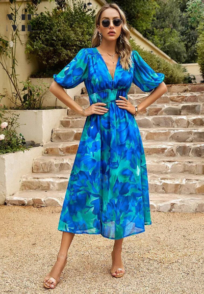 Garden Wedding Floral V-Neck Maxi Dress | Lila 9