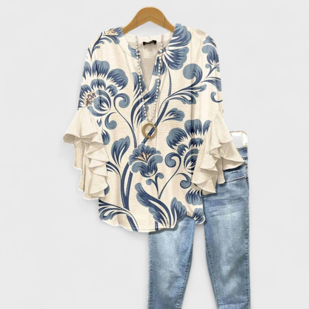 Kay | Women's Casual Relaxed Fit Short Sleeve Airy Lightweight Blouse 0