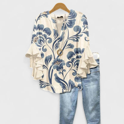 Kay | Women's Casual Relaxed Fit Short Sleeve Airy Lightweight Blouse 0