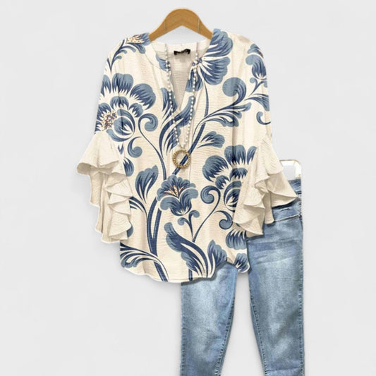 Kay | Women's Casual Relaxed Fit Short Sleeve Airy Lightweight Blouse 0