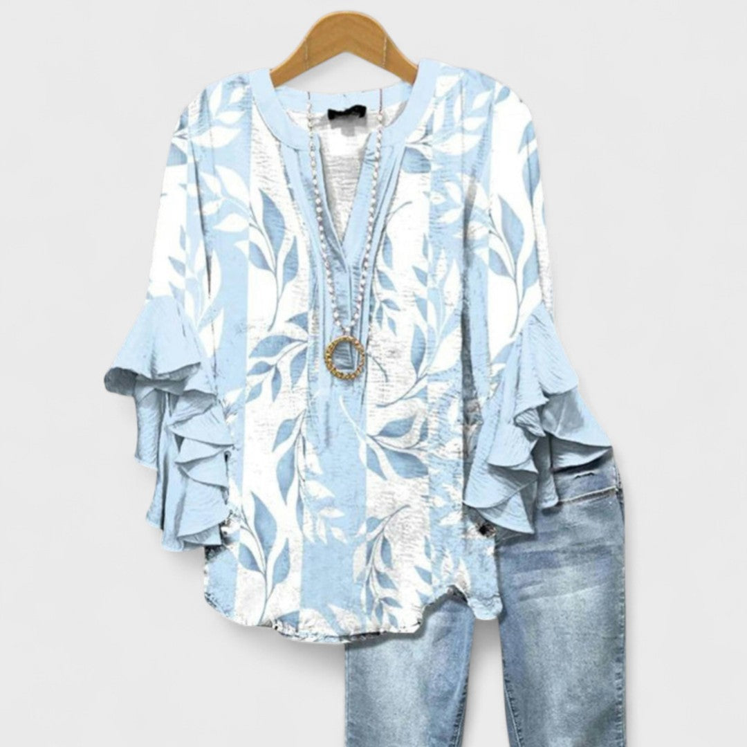 Kay | Women's Casual Relaxed Fit Short Sleeve Airy Lightweight Blouse 1