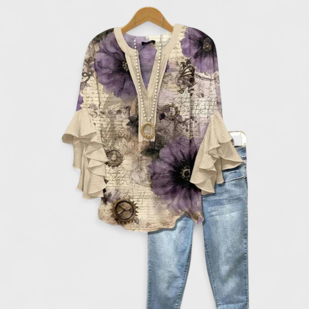 Kay | Women's Casual Relaxed Fit Short Sleeve Airy Lightweight Blouse 5