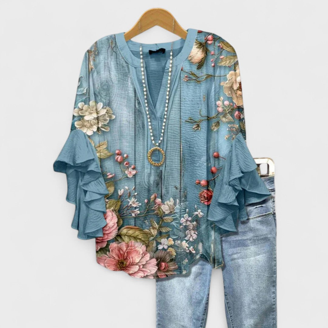 Kay | Women's Casual Relaxed Fit Short Sleeve Airy Lightweight Blouse 6