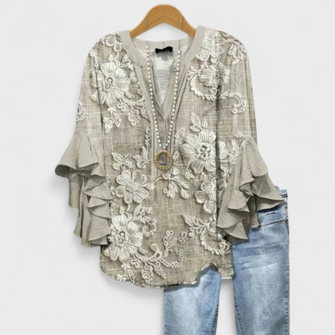Kay | Women's Casual Relaxed Fit Short Sleeve Airy Lightweight Blouse 7