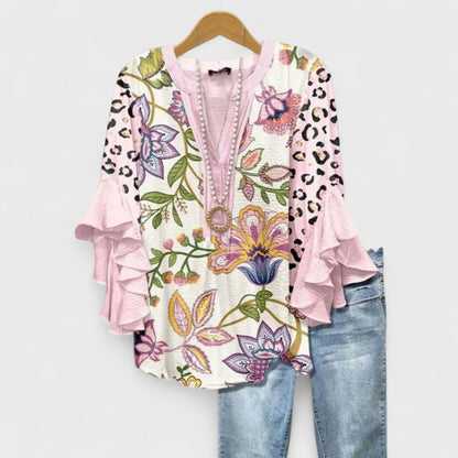 Kay | Women's Casual Relaxed Fit Short Sleeve Airy Lightweight Blouse 8