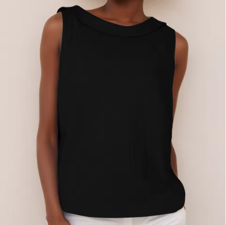 Maria | Women's Elegant Sleeveless Rolled Collar Relaxed Fit Blouse 7