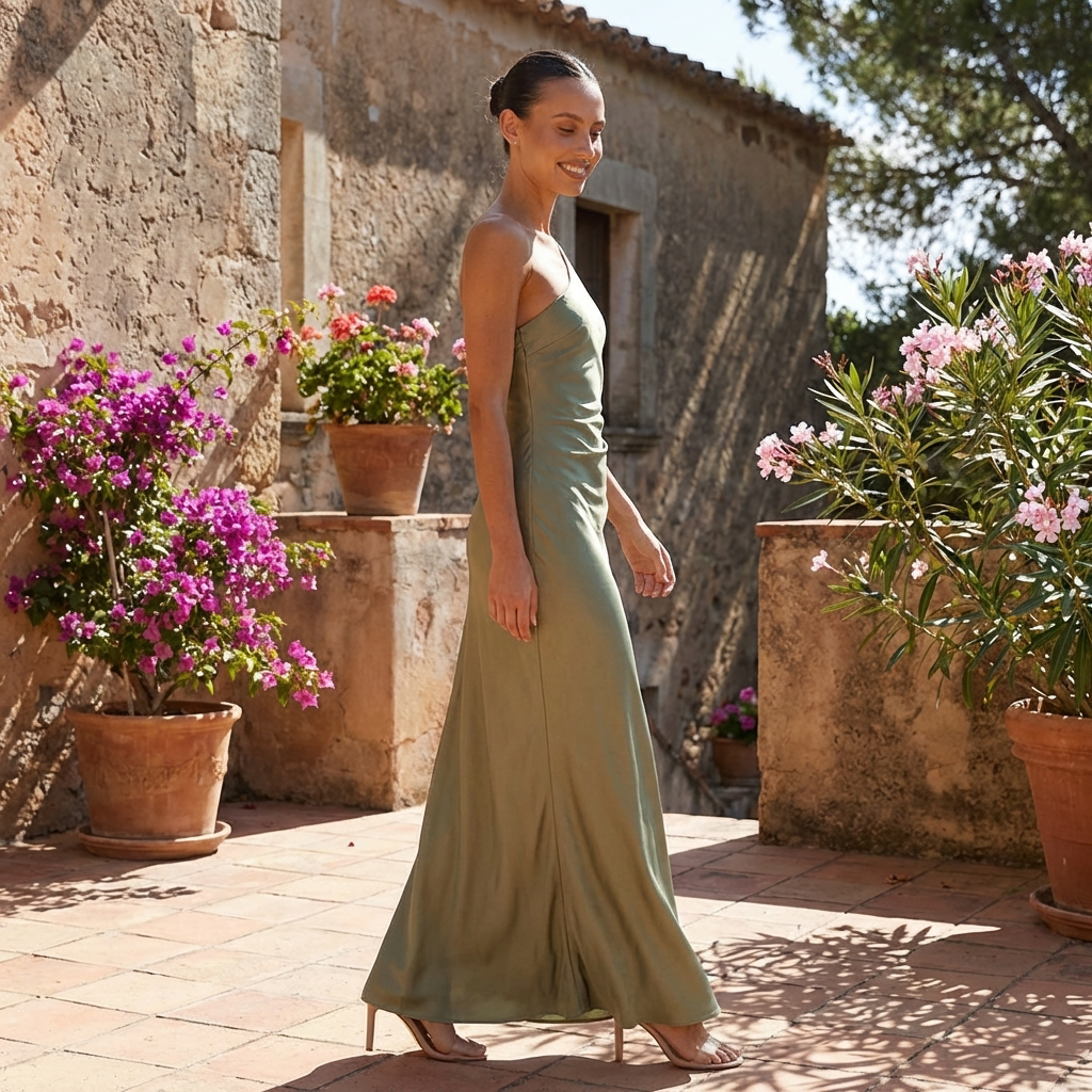 Nova | Womens Wedding Guest Satin Asymmetrical One Shoulder Fitted Maxi Dress 4