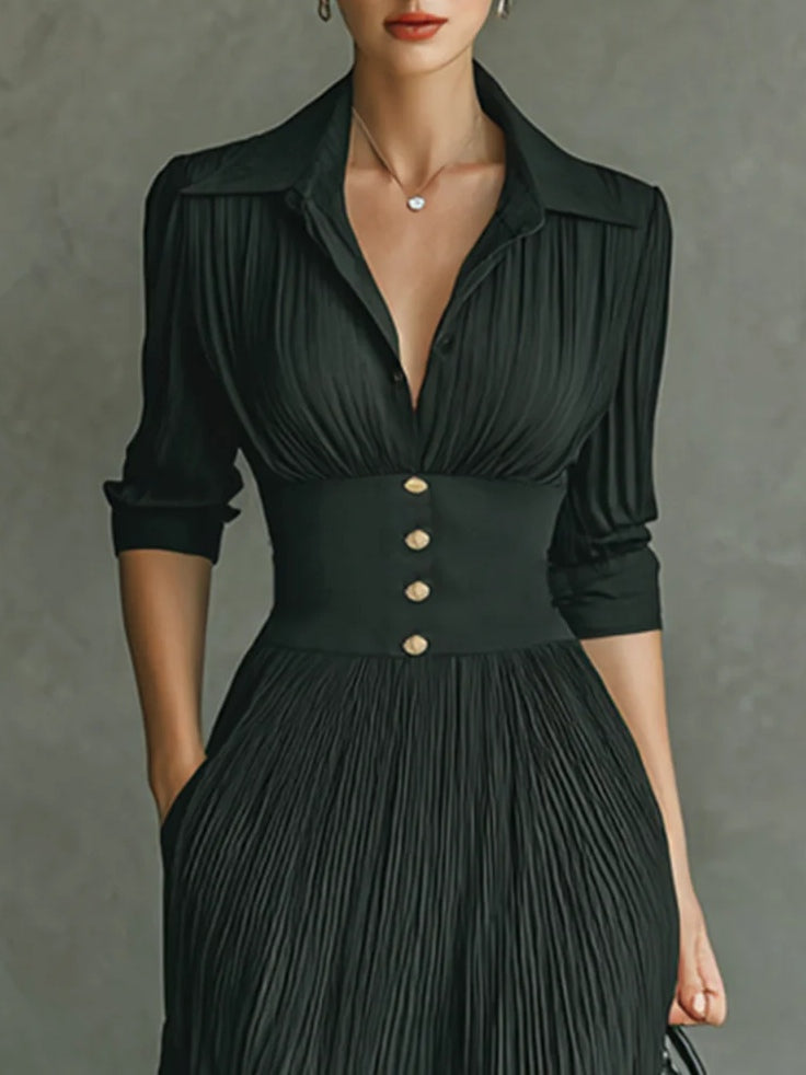Office Fitted Midi Dress with Tailored Waist | Mira 3